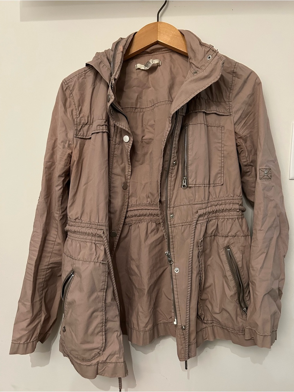 LOFT Mauve Hooded Utility Jacket